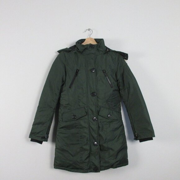 North Aware Smart Parka 1.0 Down Coat Womens S Dark Green Fur Hood New 2000 - Picture 1 of 13